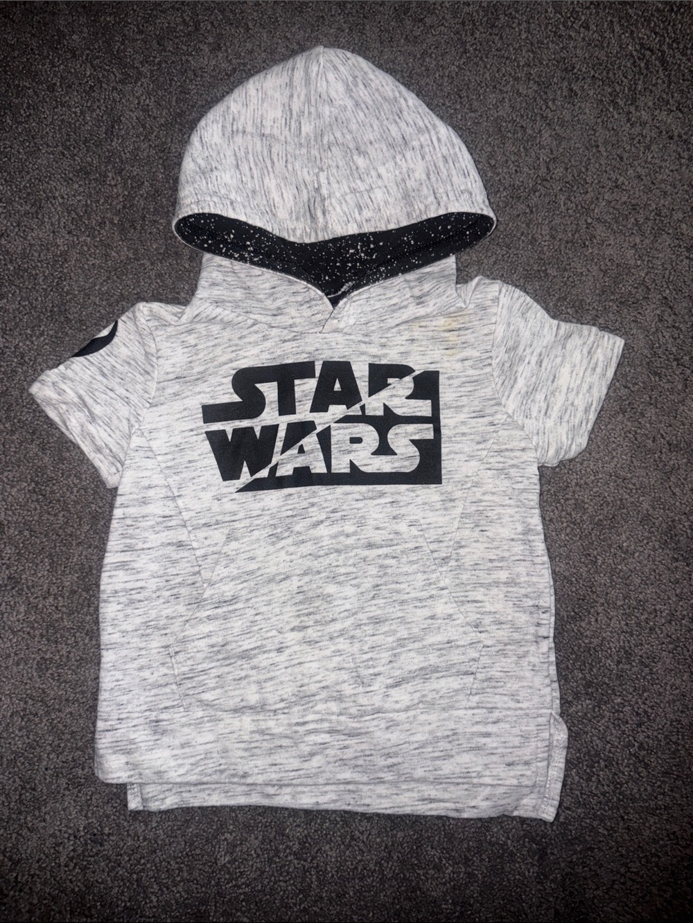 Star Wars Kids Short Sleeve Hoodie - Light Gray with Black Logo